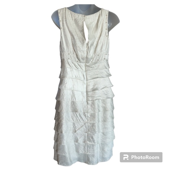 Adrianna Papell Ivory Sleeves Tiered Ruffles Mini Dress with Embellishme… - Picture 3 of 14